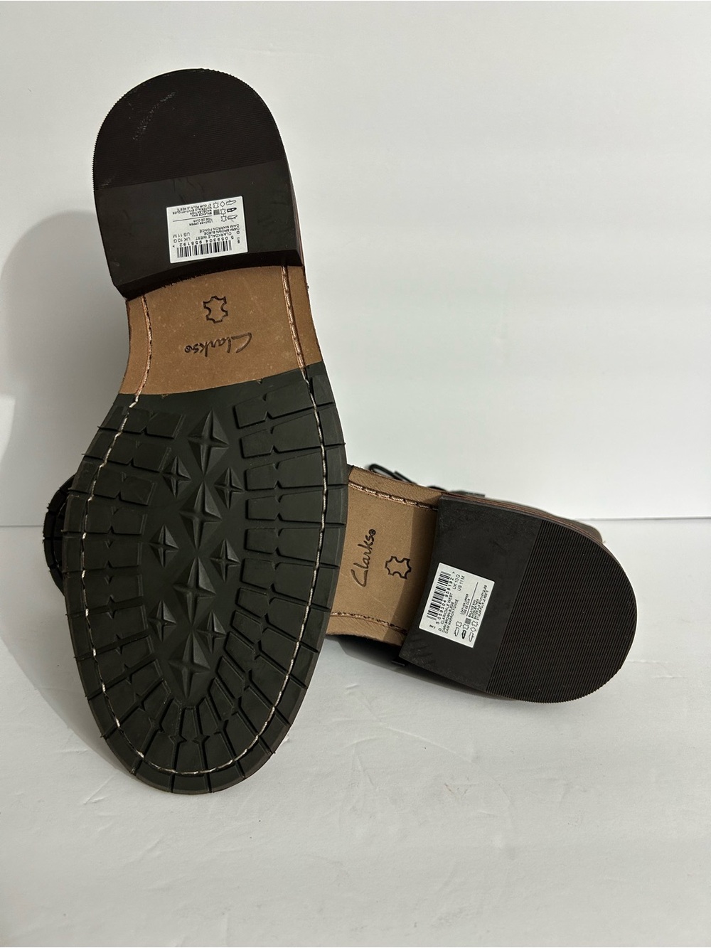 Men's Brown Lace-Up Leather Boots with Orange with Side Zipper by Clark’s - Picture 10 of 10